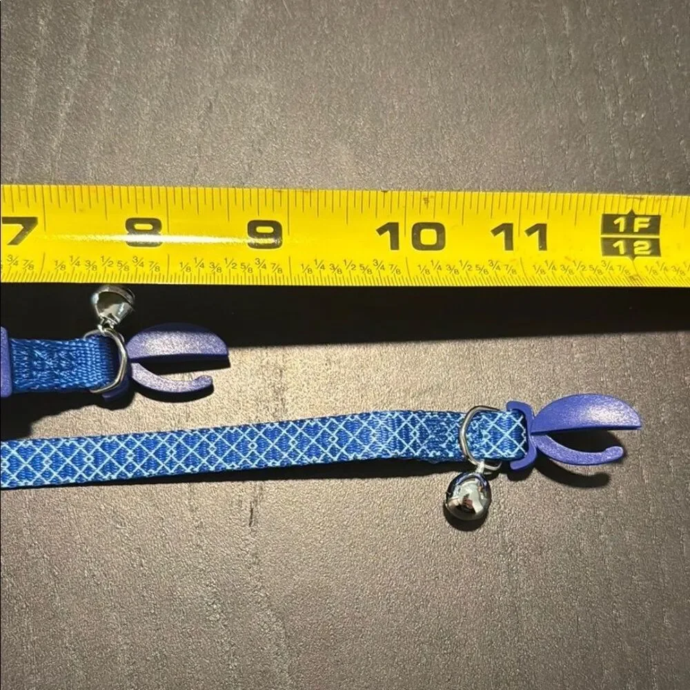 Two Blue Cat Collars with Bell and breakaway clasp